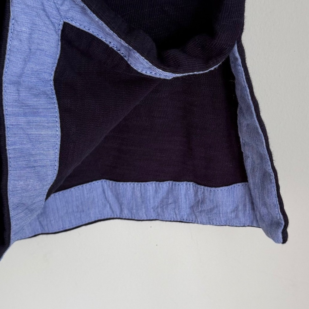 J. Crew 100% Cotton Dress Tunic Cover-Up Navy Blue 3/4 Sleeve Contrast Trim SZ S - Picture 2 of 9